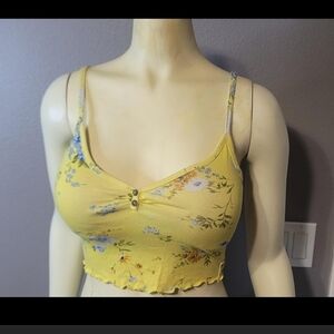 Forever 21 Yellow Floral Crop Top